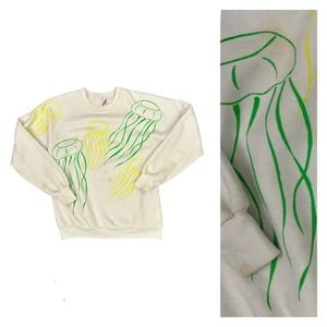 1990s Neon Jellyfish Allover Print Raglan Sweatshirt Jerzees / Men’s Medium